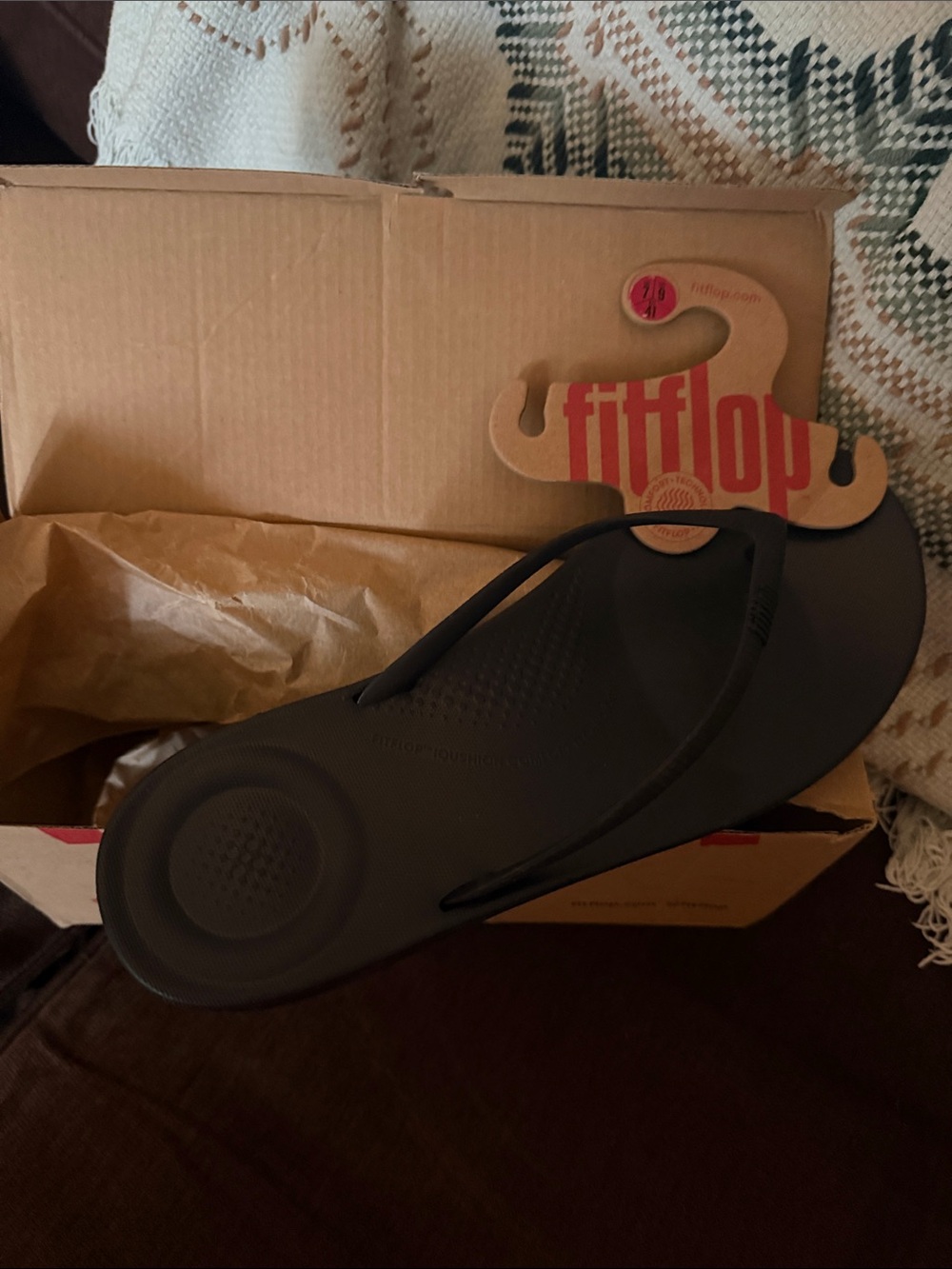 Fitflop Flip-Flop Sandals-IQushion Ergonomic-All Black-New In Box